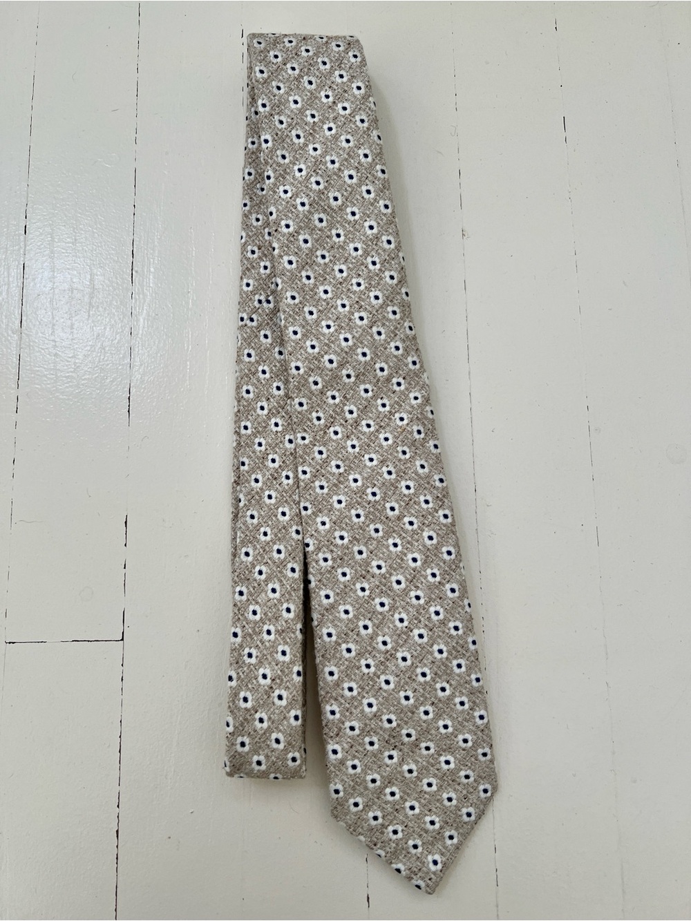 Suitsupply Beige Floral Pattern Tie